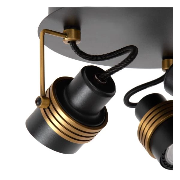 Lucide TUNDRAN - Plafondspot - Ø 21 cm - 3xGU10 - Zwart - detail 2